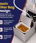 Top Tier Reusable Fryer Oil Filter Bag That Traps Tough Grease Grit And Saves You Serious Dough Compatible With Common Basins keeps oil filtration machine clean.