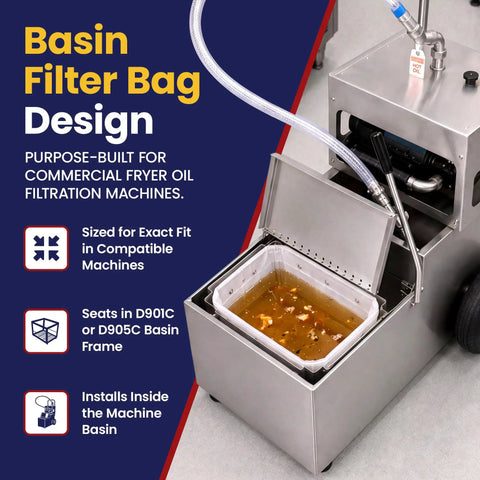 Top Tier Reusable Fryer Oil Filter Bag That Traps Tough Grease Grit And Saves You Serious Dough Compatible With Common Basins keeps oil filtration machine clean.