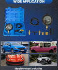 SIXIWANZI vacuum gauge automotive kit in blue case with gauge, hoses and brass adapters