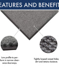 Polynib Indoor Entrance Mat 3 Ft By 6 Ft Gray For Home Or Office, dirt and moisture retention features shown close-up.