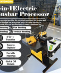 Techtongda 4 In 1 Hydraulic Busbar Bender And Cutter Machine Shearing Punching Electric Processor For Copper Aluminum view of control panel and bending arm.