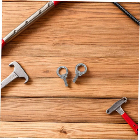 Stainless Steel M6x20 Threaded Eye Bolts With Closed Ring For Heavy Duty Concrete Mounts And Wall Hooks, mounted on wooden surface