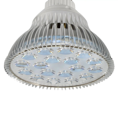 Deep Red 660nm And Near Infrared 850nm Red Light Therapy LED Bulb 54W for Pain Relief featuring 18 LEDs in metal housing