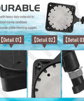 2 Pack Low Profile Swivel Base Downrigger Replacement Kit featuring heavy-duty materials and detailed close-ups of mounting support.