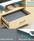 Heavy Duty Silicone Under Sink Mat 14 X 22 Inches With Drain Holes For Kitchen Cabinets And Counters flexible mat in kitchen drawer.