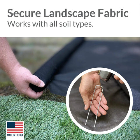 Beefy 200 Pack Garden Landscape Staples Galvanized 6 Inch Pins Anti Rust 11 Gauge Steel For Weed Barrier Fabric Use