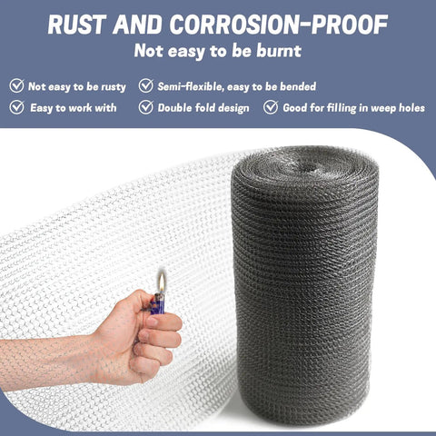 Built Tough 304 Stainless Steel Wire Mesh Roll 5 Inch By 30 Foot, Double Layer Flexible Gap Blocker for Rodents and Pests