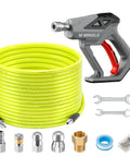 Heavy Duty Sewer Jetter Kit For Pressure Washer With 100 Foot Hose Rotating Sewer Jetting Nozzle And Button Nose Nozzle Orifice 4.0 4.5