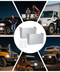 Tough As Nails Aluminum Van Storage Rack Wall Mount Organizer 30.5x3.5x18 Cm shown with various utility vehicles.