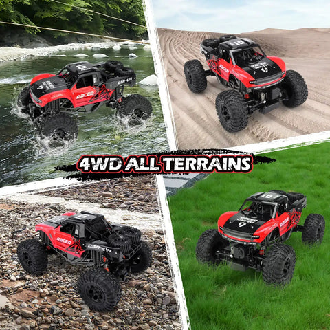 4x4 Offroad RC Truck Amphibious 1 12 Scale Monster Beast With Dual Motors Waterproof Chassis Rugged Crawler Includes Two Rechargeable Batteries Epic Gift For Kids And Adults in various terrains