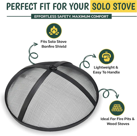 Heavy Duty 18.5 Inch Carbon Steel Fire Pit Screen Spark Protector For Smokeless Bonfire Shields And Round Pits