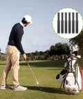Golfer on course with inset of Six Piece Golf Club Shaft Extender Rods Set for Steel Graphite and Carbon Fiber Shafts