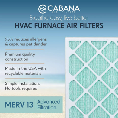 Six Pack 20x24x1 MERV 13 Air Filter For Home And Office HVAC System Replacement packaging with product features