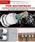 Forty Piece NPT Cable Gland Kit Rugged IP68 Waterproof Cord Grip Set With NPT Sizes One Quarter Inch Three Eighths Inch One Half Inch Three Quarters Inch And One Inch Plus Nineteen Top Hat Grommets For Nylon Strain Relief And Cord Connectors, white IP68 cable gland on enclosure