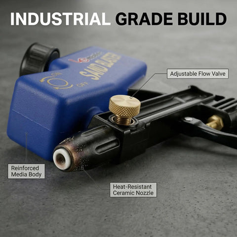 Portable Sand Blaster Gun Pro Kit for Auto, Patio and Furniture Restoration with Ceramic Nozzle, gravity fed