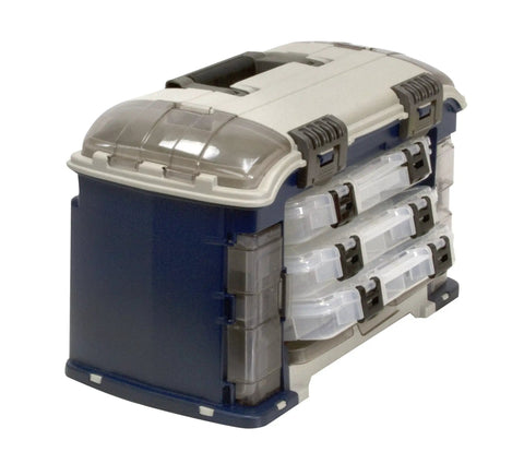 Angled Tackle System with three 3600 Stowaway boxes for easy access fishing tackle storage, durable DuraView covers, compact case