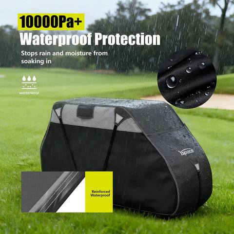 Built Tough Heavy Duty 600D Golf Cart Cover For 2 Plus 2 Seats Universal Fit Waterproof With Reflective Strips In Rain