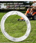 Upgraded Aluminum Alloy Ring Gear 499612 Replacement For Small Engines And Lawn Tractors, shown on grass with mower