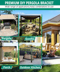 Outdoor setups using Three Way And Four Way Right Corner Pergola Bracket Kit For 4x4 Wood Beams Built Tough Cast Iron