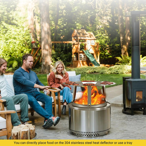 Group using Upgraded Heat Deflector For Solo Stove Yukon 27 Inch 304 Stainless Steel Diffuser With Detachable Legs in garden