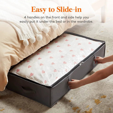 4 Pack Under Bed Storage Containers 95L Large Capacity With Reinforced Handles For Blankets, Comforters, Sheets And Clothes