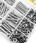 Pro Grade 448 Piece M5 M6 M8 Screw Set With Hex Head Bolts Nuts And Washers In 304 Stainless Steel Fully Threaded Kit