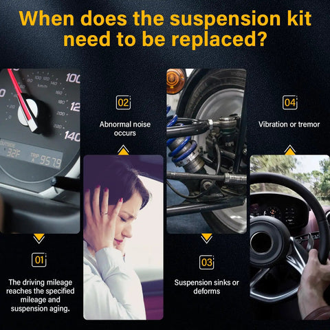 4 Piece Suspension Kit For Kia Soul 2010 2013 Includes Front Lower Control Arms With Ball Joints And Front Sway Bar End Links Driver And Passenger Sides Direct Fit Replacement, infographic with driving and vibration signs
