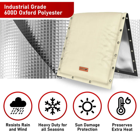 Cold Snap Backflow Preventer Insulation Cover For Outdoor Sprinkler System 3-Way Custom 24W X 24H Keeps Your Pipes Safe In Winter UV Shield Freeze Protection Beige