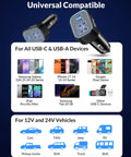 90W 4 Port USB C Car Charger With 3Ft Cable Ultra Fast PD 3.0 Charging Hub compatible with various phones and vehicles