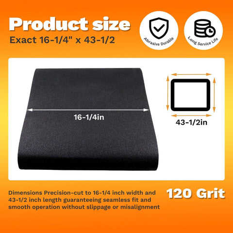 120 Grit Silicone Carbide Drum Sander Belt 16-1/4 X 43-1/2 Inches For Older Jet And Performax 16-32 Drum Sanders size illustration
