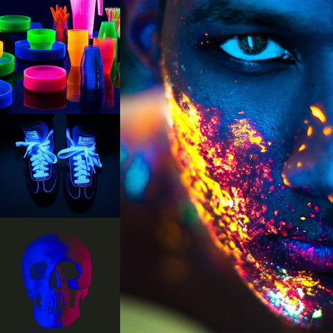 Black Light Bar 10W USB UV Blacklight Tube 1 Ft Two Pack For Glow In The Dark Parties with glowing face paint and neon objects