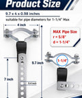 Universal Heavy Duty Exhaust And Muffler Hanger Kit for 1.25 inch pipe, showing dimensions and galvanized steel with rubber mounts.
