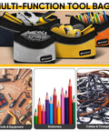 Heavy Duty 1680D Oxford Tool Pouches With Zipper Waterproof Small Tool Bags For Organization And Storage 3 Pack Durable Utility Zipper Pouches For Tools holding various items including tools, stationery, and cables.