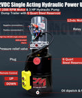 12V DC Single Acting Dump Trailer Hydraulic Pump With Steel Reservoir And Remote Controller, 6 Quart Capacity