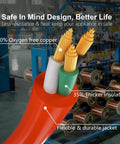 Close-up of Heavy Duty Outdoor Extension Cord 100 Ft With Lighted End showcasing copper wiring and durable orange PVC jacket