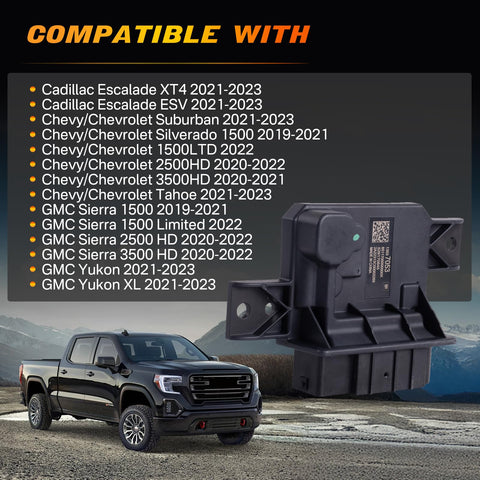 Fuel Pump Power Control Module Drop-In Replacement For GM Silverado 1500 5.3L 2019-2023, compatible vehicles list shown