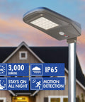Super Bright 3000 Lumen Solar Street Light With Remote Outdoor Solar Powered Flood Light Dusk To Dawn Waterproof Motion Sensor