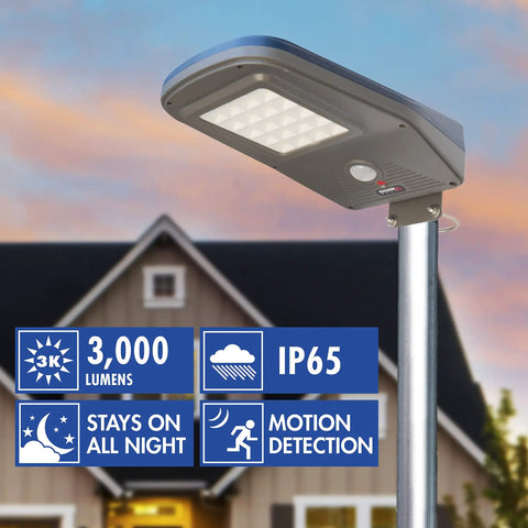 Super Bright 3000 Lumen Solar Street Light With Remote Outdoor Solar Powered Flood Light Dusk To Dawn Waterproof Motion Sensor