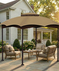 10x12 Ft Replacement Canopy Top Premium Ripstop With Double Tier Waterproof UV Resistant Gazebo Roof For Outdoor Patio Khaki Built Tough Fit