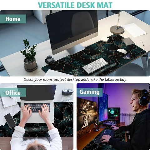 Extended Keyboard And Mouse Pad Set With Keyboard Wrist Rest, Mouse Wrist Rest And Coaster, Large Floral Desk Mat for desktop or laptop