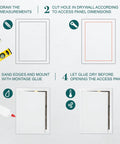Installation guide for 10 X 14 Inch White Steel Drywall Access Panel With Slick 145 Degree Swing Door Hidden Wire Cover.