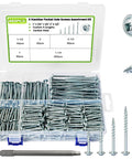 460 Piece Pocket Hole Screws Kit With Five Lengths From One Inch To Two And A Half Inch Square Drive Zinc Coarse Thread Self Tapping Wood Screws For Pocket Hole Jig Includes 150 MM Drive Bit And Screw Organizer Heavy Duty in open organizer case