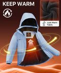 Women's Waterproof Ski Jacket With Fleece Lining, Built For Cold Weather, Triple Layer Insulation Snow Coat, Windproof Hooded Rain Jacket, Blue Large, Snow Day Ready Winter Gear - showcasing interior fleece and thermal features.