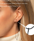 Close-up of ear wearing 18k Gold Large V Shaped Dangle Earrings For Women, Lightweight Geometric Wire Earrings, focus on clasp detail