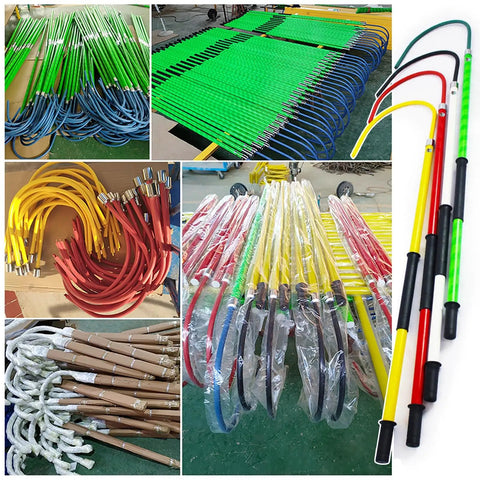 Assorted colors of Pro Grade Insulated Rescue Pole Six Point Five Ft High Voltage Rescue Hook for power stations and factories