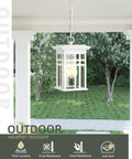 Porch Sidekick Outdoor Pendant Light For Porch And Gazebo Weatherproof Hanging Chandelier With Clear Glass Shade White Finish UL Listed