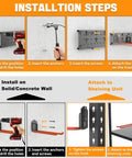 Installation steps for Wall Mount Garden Tool Organizer And Garage Space Saver Storage Rack For Shovels Rakes Brooms Ladders And Folding Chairs Keep Your Space Clutter Free With Keyhole Shelving Compatibility And Easy Hanging Hooks.