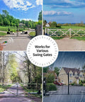 Dual Swing Gate Opener For Medium Duty Gates Up To 18 Feet Per Arm in various gate settings