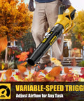 Cordless Leaf Blower With 600 CFM And 125 MPH Turbo Boost Compatible With Dewalt 20V Max Batteries used in a yard