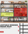 Massive 5 Tier Heavy Duty Metal Storage Shelving Unit 72.8 Inch Wide Wire Shelves With 1600 Lbs Total Weight Capacity For Garage Or Workshop Organization And Easy Clutter Busting, black steel wire rack with adjustable shelves for pantry storage